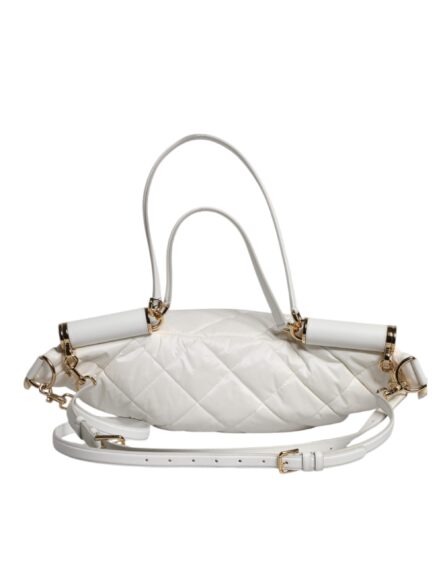 White Quilted Logo Plaque Belt Waist Fanny Pack Bag - Image 5