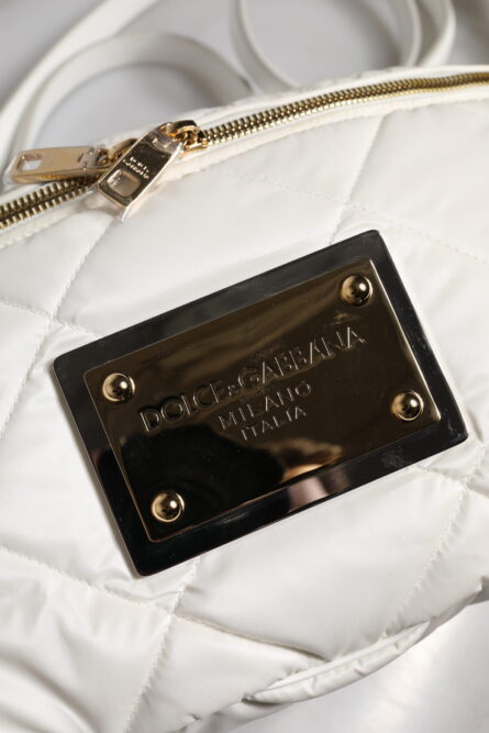 White Quilted Logo Plaque Belt Waist Fanny Pack Bag - Image 13