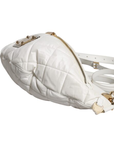 White Quilted Logo Plaque Belt Waist Fanny Pack Bag - Image 14