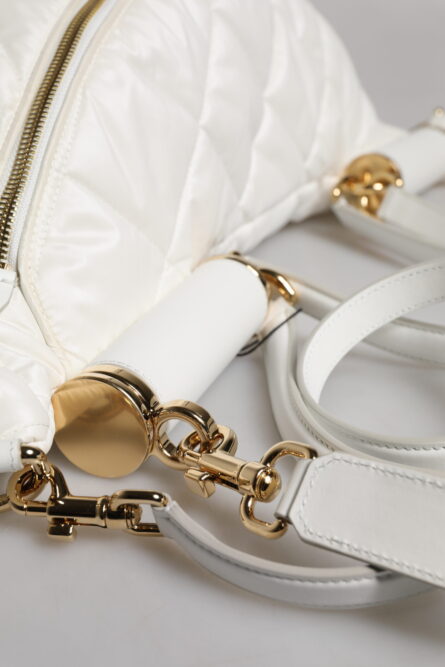 White Quilted Logo Plaque Belt Waist Fanny Pack Bag - Image 8
