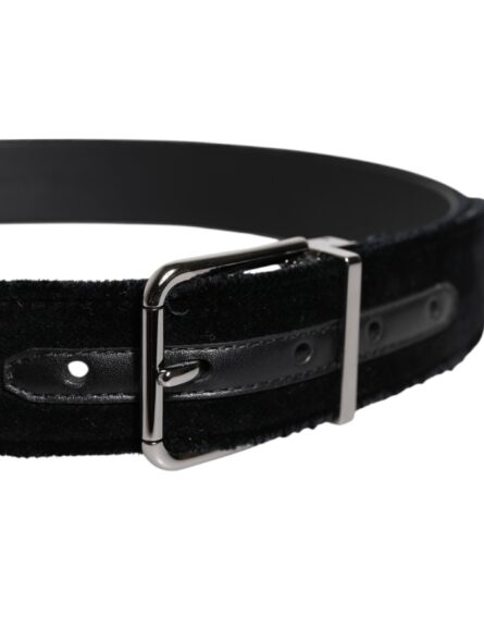 Black Cotton Silver Tone Metal Buckle Belt - Image 10