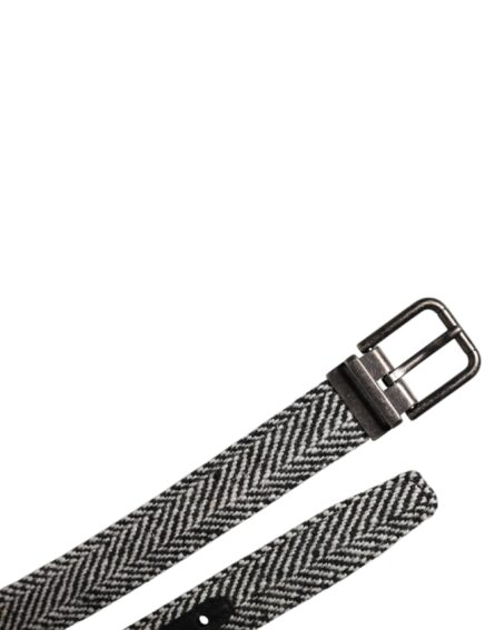 Black White Silver Tone Metal Buckle Belt - Image 6