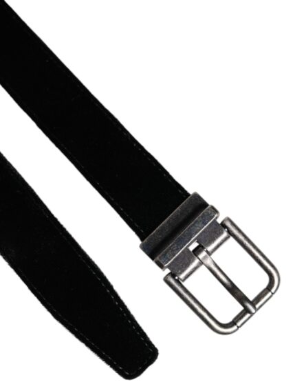Black Leather Metal Buckle Classic Belt - Image 5