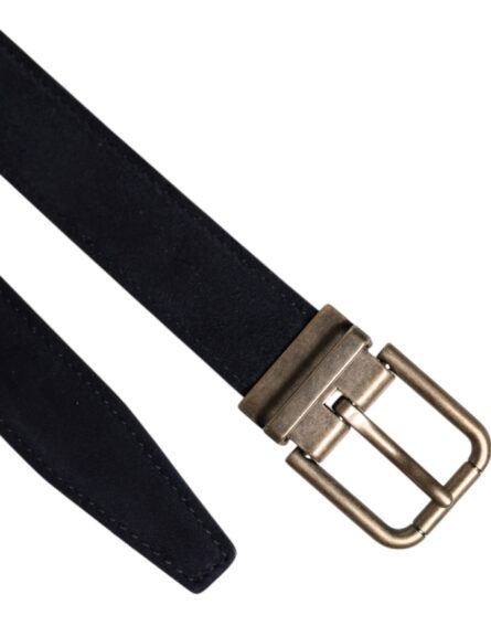 Black Goat Leather Metal Buckle Classic Belt - Image 12