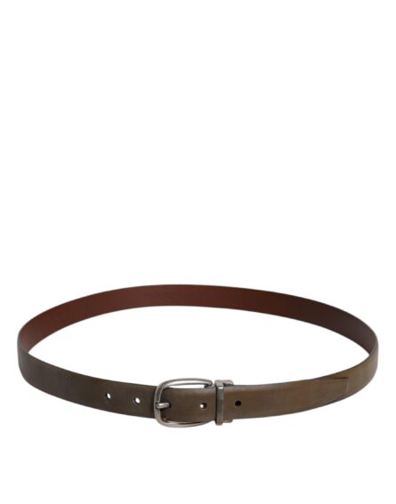 Brown Leather Classic Metal Logo Buckle Belt - Image 8