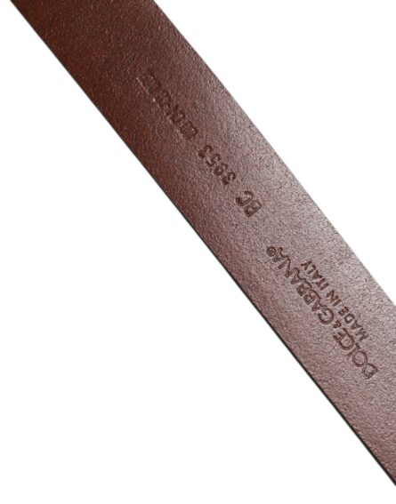 Brown Leather Classic Metal Logo Buckle Belt - Image 10