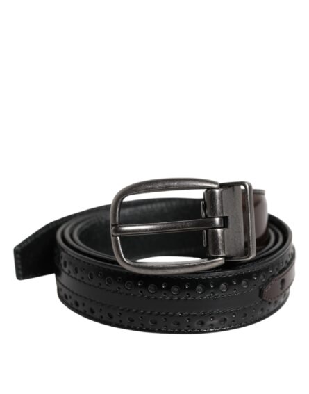 Black Brown Leather Classic Metal Buckle Belt - Image 7