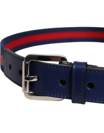 Blue Cotton Leather Printed Metal Buckle Belt - Image 11