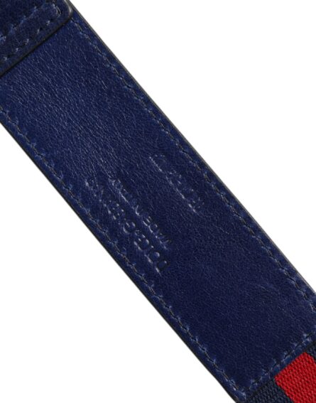 Blue Cotton Leather Printed Metal Buckle Belt - Image 6