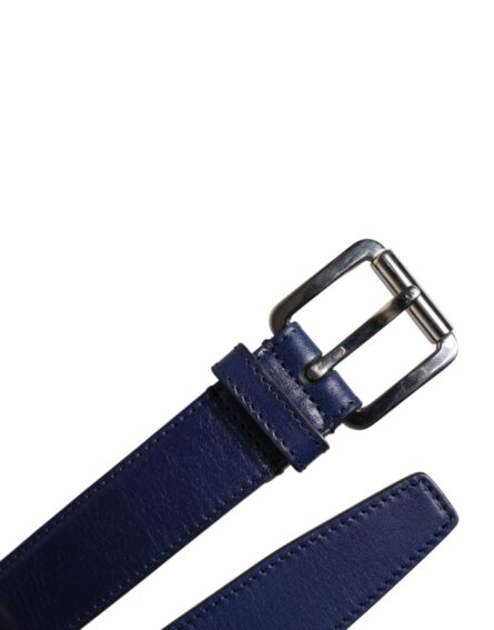Blue Cotton Leather Printed Metal Buckle Belt - Image 7