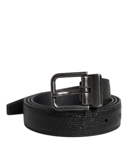 Black Calf Leather Classic Metal Buckle Belt - Image 7