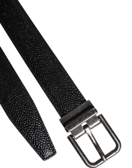 Black Calf Leather Classic Metal Buckle Belt - Image 5