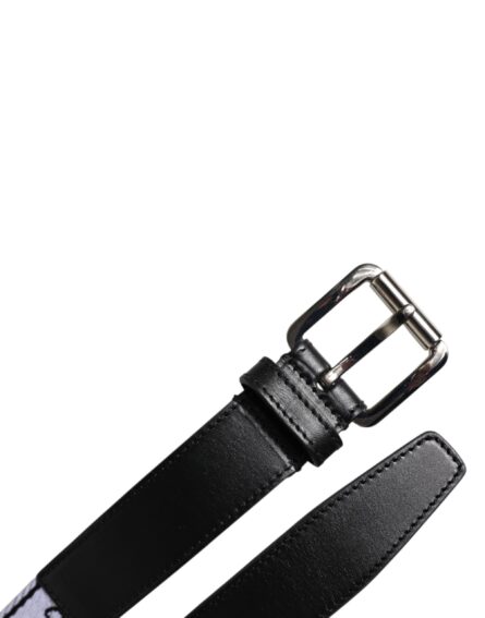 Black White Printed Metal Logo Buckle Belt - Image 6