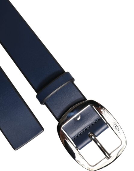 Blue Calf Leather Classic Metal Buckle Belt - Image 6