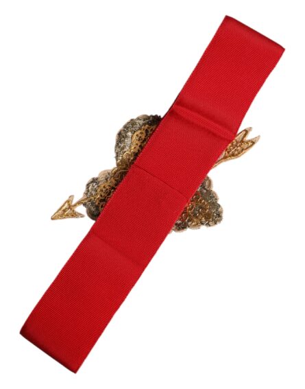 Red Stretch Wide Waist Heart Embellished Belt - Image 3