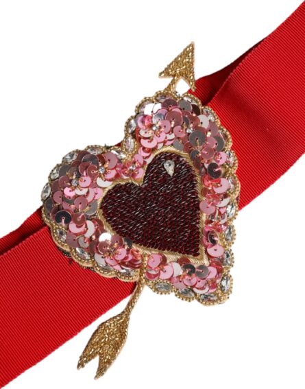 Red Stretch Wide Waist Heart Embellished Belt - Image 5