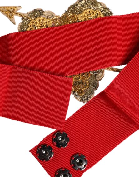 Red Stretch Wide Waist Heart Embellished Belt - Image 6