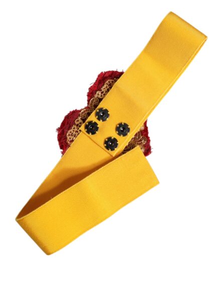 Yellow Stretch Wide Waist Heart Embellished Belt - Image 3