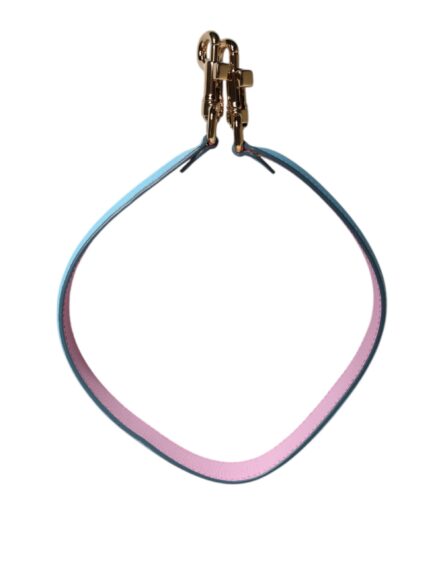 Pink Blue Leather Handle Bag Shoulder Strap - Image 3