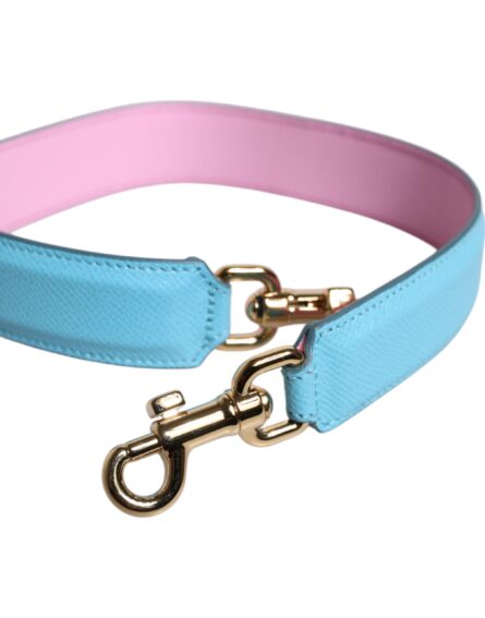 Pink Blue Leather Handle Bag Shoulder Strap - Image 4