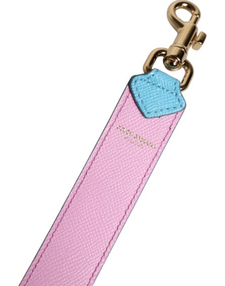 Pink Blue Leather Handle Bag Shoulder Strap - Image 9