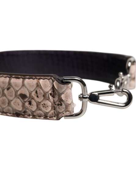 Black Cream Exotic Leather Bag Shoulder Strap - Image 3