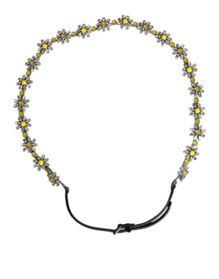 Black Leather Daisy Crystal Embellish Waist Belt - Image 10