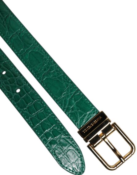 Green Leather Logo Metal Waist Buckle Belt - Image 10