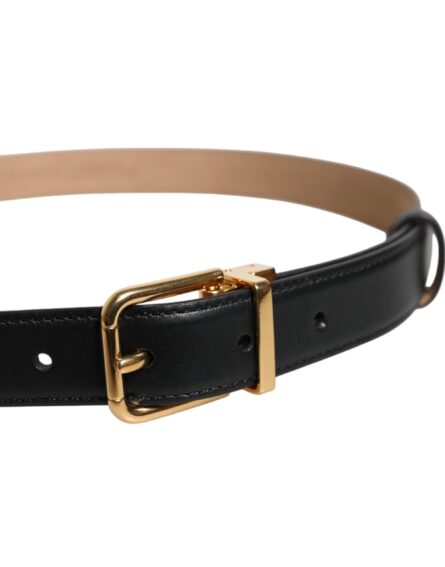 Black Leather Logo Metal Waist Buckle Belt - Image 10
