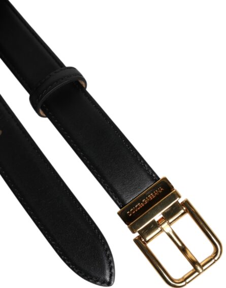 Black Leather Logo Metal Waist Buckle Belt - Image 12