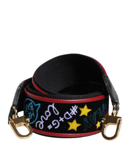 Black Cotton Printed Bag Shoulder Strap - Image 2