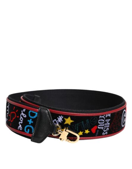 Black Cotton Printed Bag Shoulder Strap - Image 3