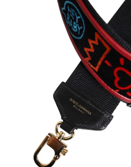 Black Cotton Printed Bag Shoulder Strap - Image 8