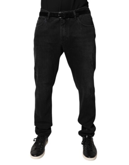 Black Cotton Skinny Men Denim Jeans - Image 6