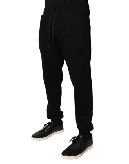 Black Cotton Mid Waist Jogger Sweatpants Pants - Image 3