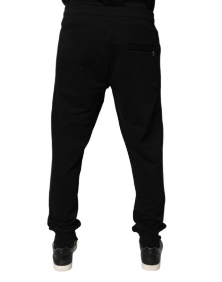Black Cotton Mid Waist Jogger Sweatpants Pants - Image 4