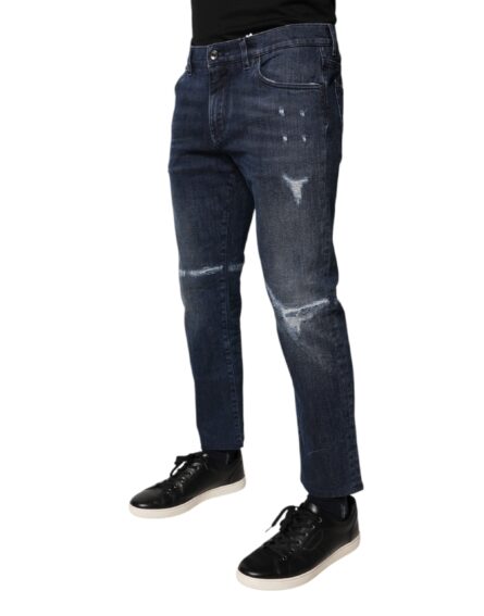 Blue Cotton Stretch Skinny Men Denim Jeans - Image 7