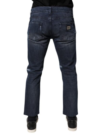 Blue Cotton Stretch Skinny Men Denim Jeans - Image 3