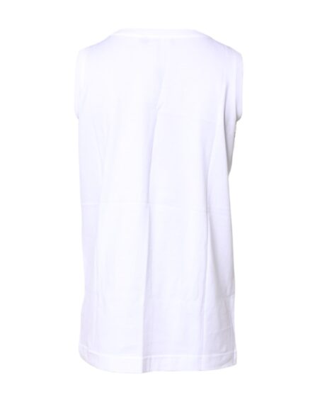 White Cotton Sleeveless Crew Neck T-shirt - Image 4