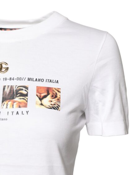 White Cotton Graphic Print Crew Neck T-shirt - Image 3