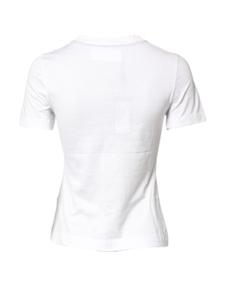 White Cotton Graphic Print Crew Neck T-shirt - Image 9
