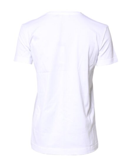 White Cotton Crew Neck Short Sleeves T-shirt - Image 9