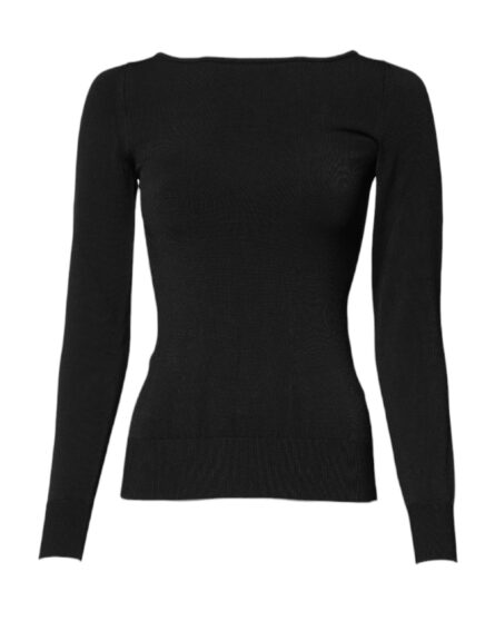 Black Viscose Long Sleeves Pullover Top - Image 7
