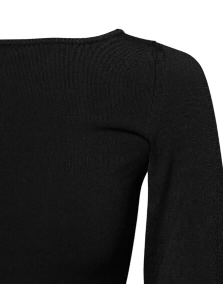 Black Viscose Long Sleeves Pullover Top - Image 3