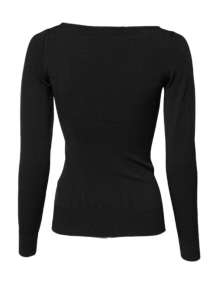 Black Viscose Long Sleeves Pullover Top - Image 4