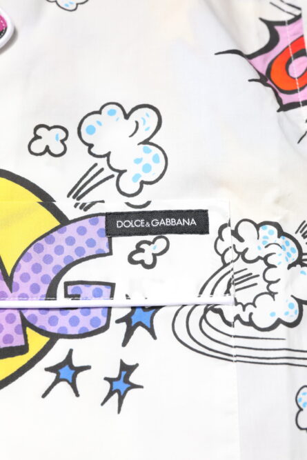 White Cartoon Print Cotton Men Pajama Set Sleepwear - Image 12