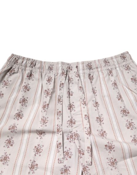 Beige Floral Print Cotton Men Pajama Set Sleepwear - Image 12