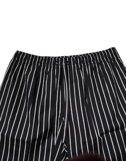 Black White Stripes Cotton Men Pajama Set Sleepwear - Image 13
