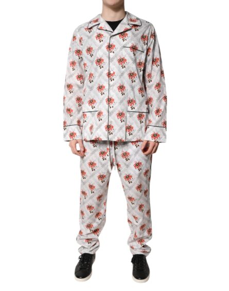 Multicolor Floral Print Cotton Pajama Set Sleepwear - Image 9