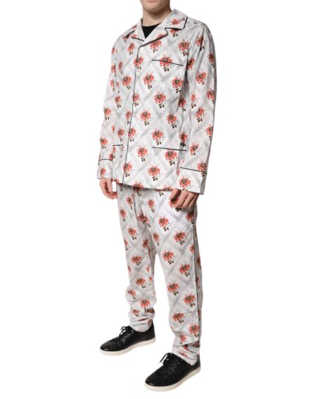Multicolor Floral Print Cotton Pajama Set Sleepwear - Image 10